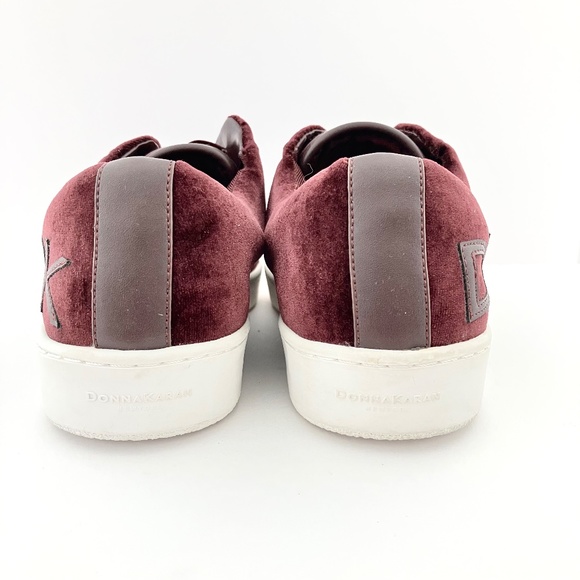 Donna Karan New York Burgundy Velour / Velvet Slip On Sneakers Size 7 F3101154 - Picture 8 of 13